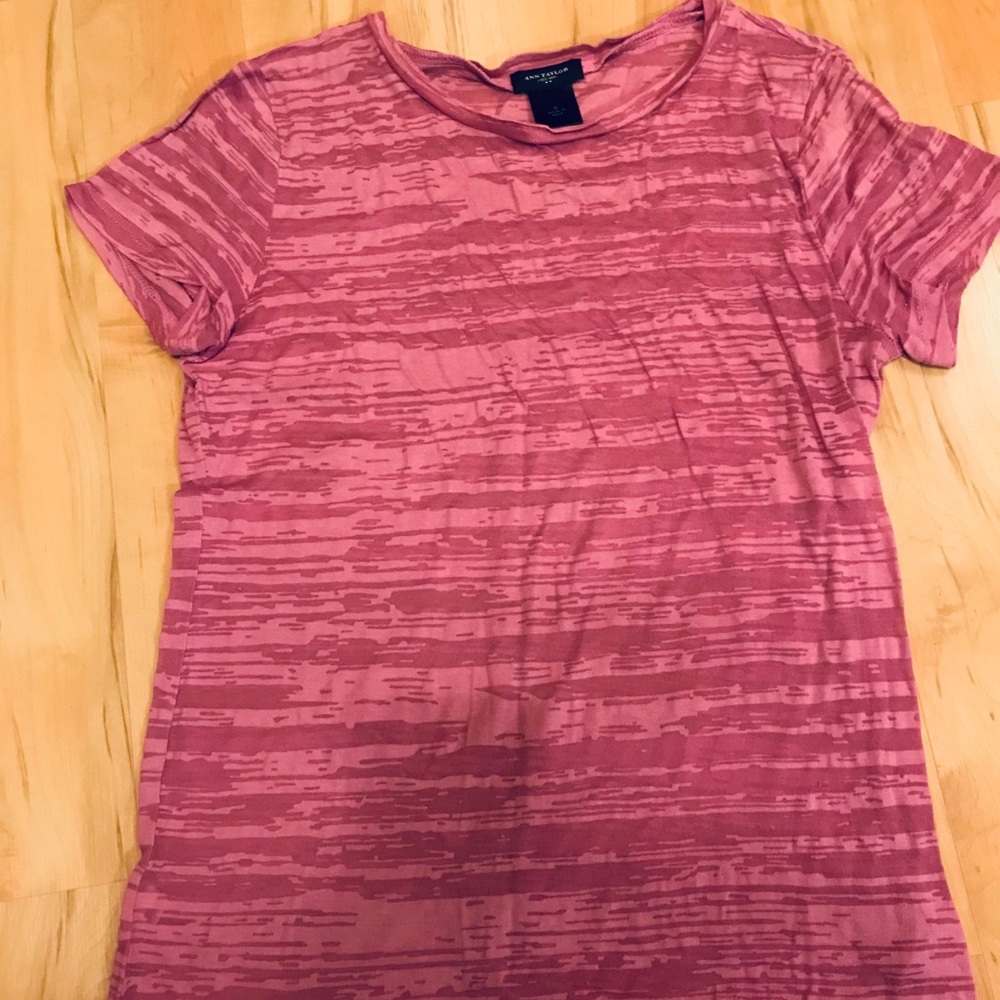 Ann Taylor Pink Purple Burn-out T-shirt